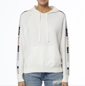 360 CASHMERE white embroidered knit hoodie, size S